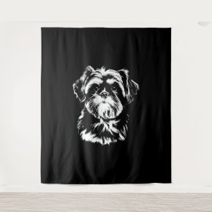 Shih Tzu Portrait Minimalistisch Apparel Wandteppich