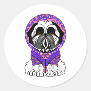 Shih Tzu Princess Runder Aufkleber