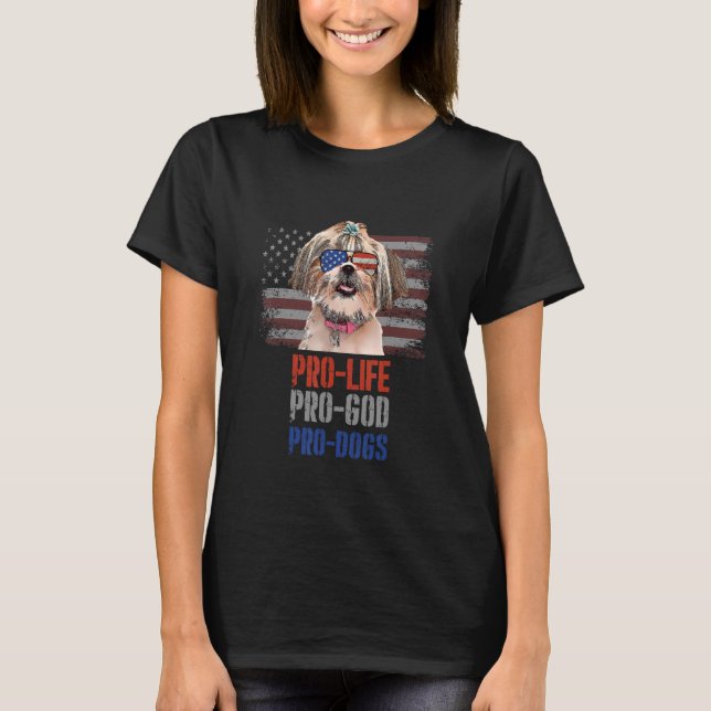 Shih Tzu Pro Life Pro God Pro Hunde T-Shirt (Vorderseite)