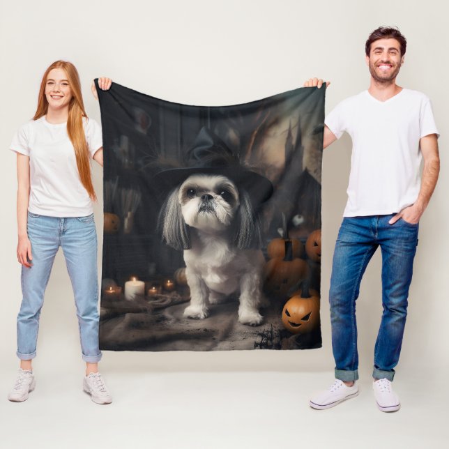 Shih Tzu Pumpkins Halloween Beängstigend Fleecedecke (Beispiel)