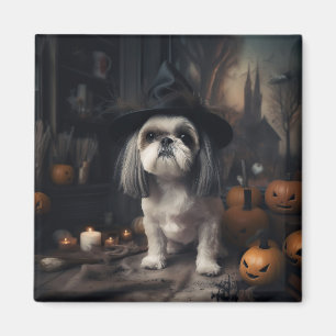 Shih Tzu Pumpkins Halloween Beängstigend Magnet