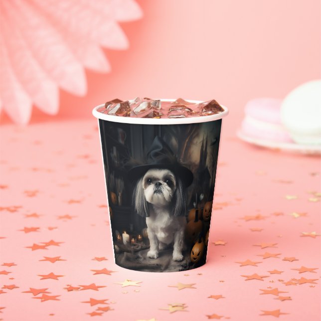 Shih Tzu Pumpkins Halloween Beängstigend Pappbecher (Insitu)