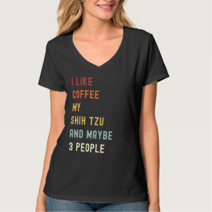 Shih Tzu Retro Hund und Kaffee T-Shirt