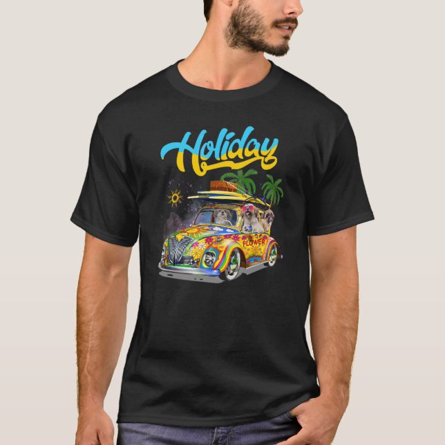 Shih Tzu Riding Camping Van Holiday Summer Vacati T-Shirt (Vorderseite)