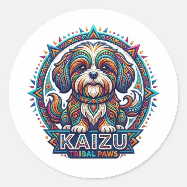 SHIH TZU RUNDER AUFKLEBER (Vorderseite)