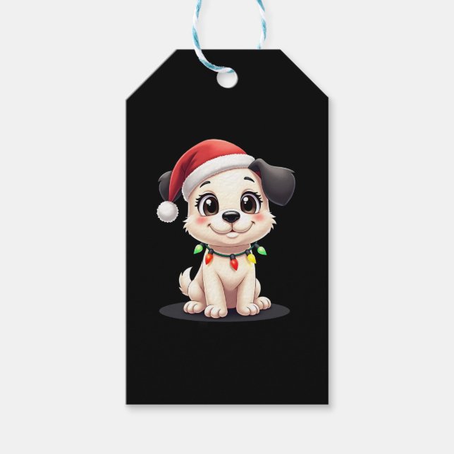 Shih Tzu Santa Christmas Tree Lights Xmas Dog Love Geschenkanhänger (Vorderseite)