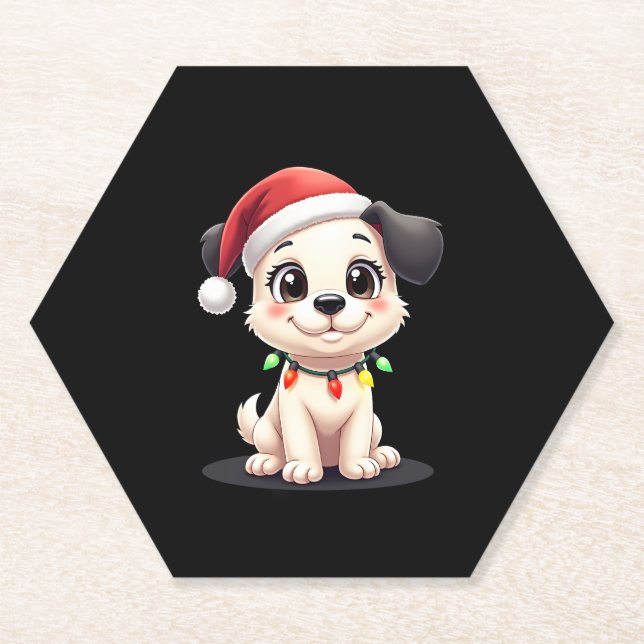 Shih Tzu Santa Christmas Tree Lights Xmas Dog Love Untersetzer (Vorderseite)