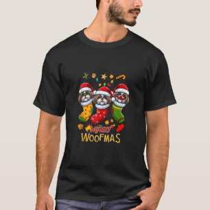 Shih Tzu Santa Claus Christmas Stocking Dog X Mas T-Shirt