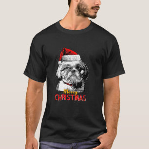 Shih Tzu Santa Claus Hat Frohe Weihnachtsdog X Mas T-Shirt