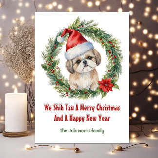 Shih Tzu Santa Niedlich Funny Funny Christmas Feiertagskarte