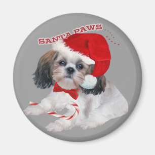 Shih Tzu Santa Paws Geschenke Magnet