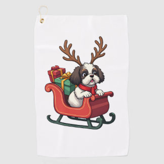 Shih Tzu Santa�s Sleigh Ride Golfhandtuch