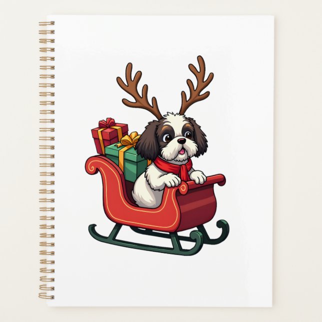 Shih Tzu Santas Schlittenfahrt Planer (Vorderseite)