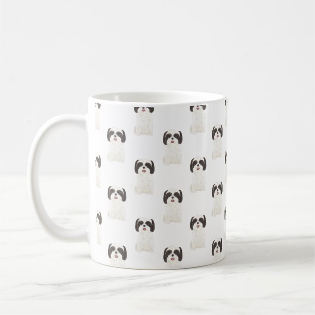 Shih Tzu (Schwarz & Weiß) Kaffeetasse (Links)
