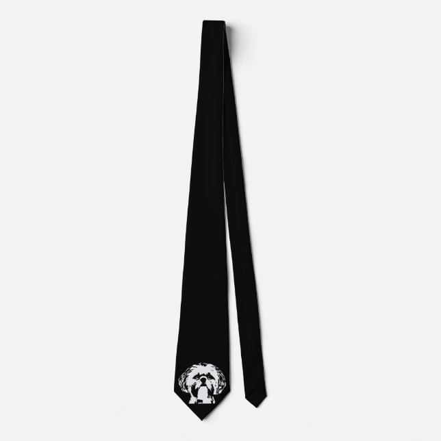 Shih Tzu schwarze u. weiße Krawatte (Vorderseite)