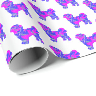 Shih Tzu Silhouette Pink & Blue Dog Weißbuch Geschenkpapier
