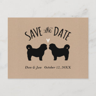 Shih Tzu Silhouetten Hochzeitssache Datum speicher Ankündigungspostkarte