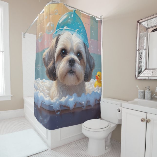 Shih Tzu Sloppy Sleepy Niedlich Funny Duschvorhang (Beispiel)