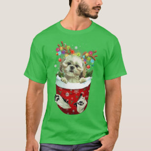 Shih Tzu Snow Pocket Hunde Weihnachtspocket T-Shirt