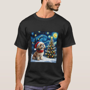 Shih Tzu Sternennacht Weihnachten Van Gogh Hund We T-Shirt