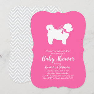 Shih Tzu Teddy Bear Dog Babydusche Pink Girl Einladung