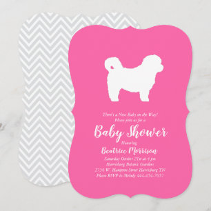 Shih Tzu Teddy Bear Dog Babydusche Pink Girl Einladung