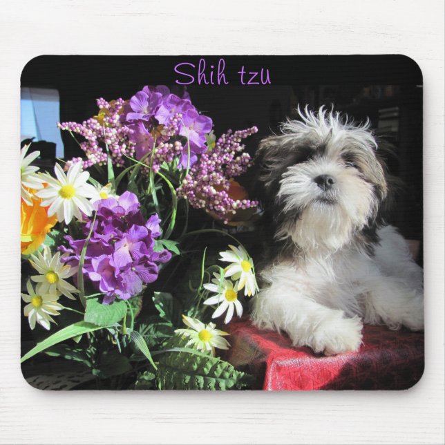 Shih tzu und Blume Mousepad (Vorne)