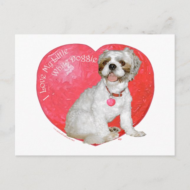 Shih Tzu/Valentinstag Lhasas Apso Feiertagspostkarte (Vorderseite)