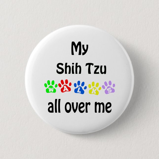 Shih Tzu Walks Design Button (Vorderseite)