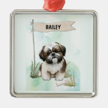 Shih Tzu Wasserfarben personalisierter Hund