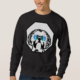 Shih Tzu Wearing Aviator Sonnenbrille Coole Hundez Sweatshirt