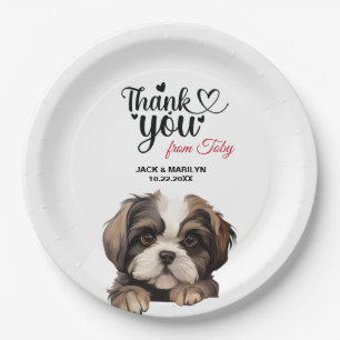 Shih Tzu Wedding Vielen Dank Pappteller