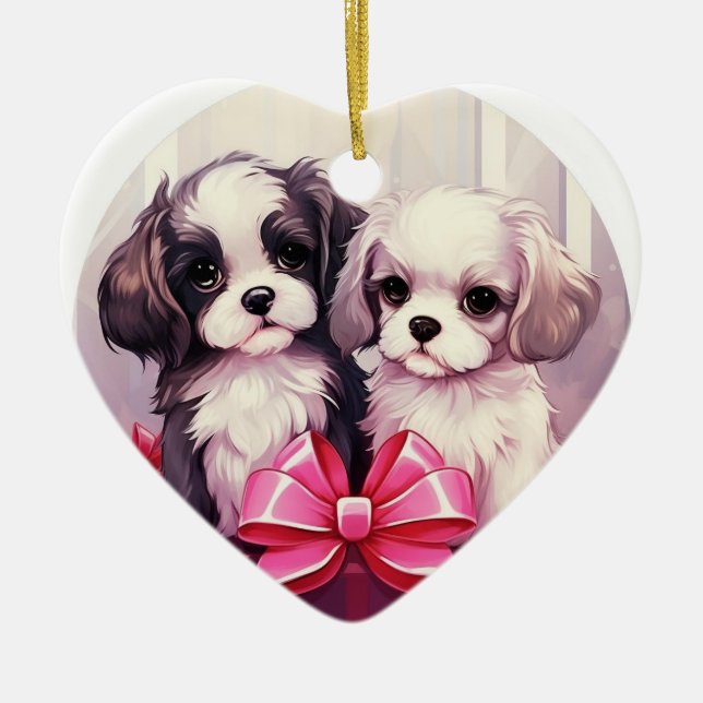 Shih Tzu Weihnachten, Hundenkengeschenk, Hundelieb Keramik Ornament (Vorne)