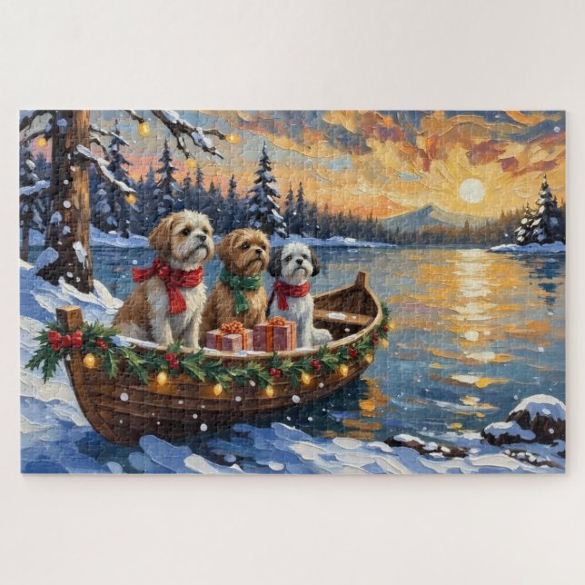 Shih Tzu Weihnachtsboot Urlaub (Horizontal)