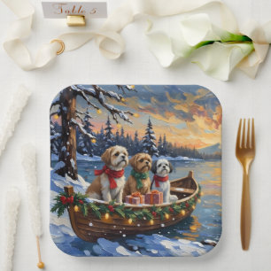 Shih Tzu Weihnachtsboot Urlaub Pappteller
