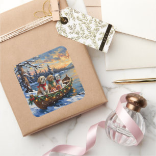 Shih Tzu Weihnachtsboot Urlaub Quadratischer Aufkleber