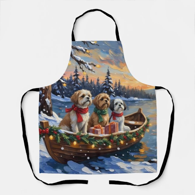 Shih Tzu Weihnachtsboot Urlaub Schürze (Vorderseite)