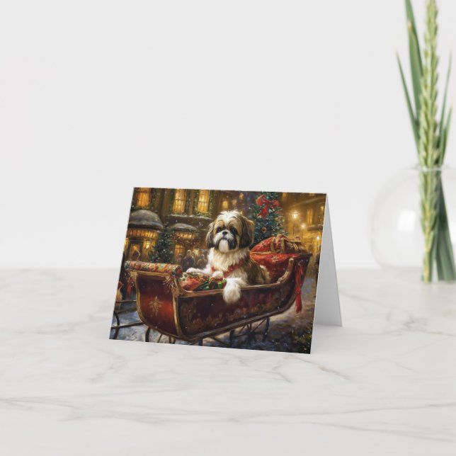 Shih Tzu Weihnachtsfeiertag Karte (Vorderseite)