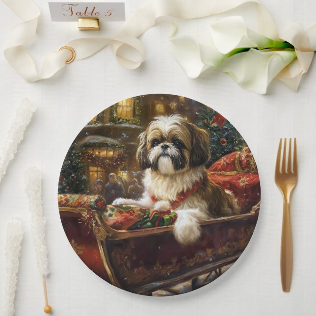 Shih Tzu Weihnachtsfeiertag Pappteller (Hochzeit)