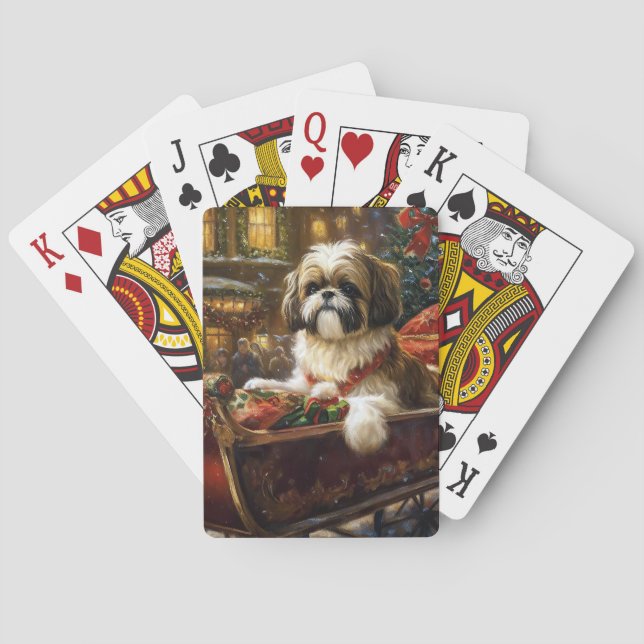 Shih Tzu Weihnachtsfeiertag Spielkarten (Rückseite)
