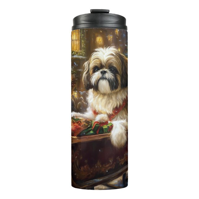Shih Tzu Weihnachtsfeiertag Thermosbecher (Vorderseite)