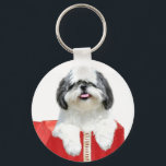 Shih Tzu Weihnachtsgeschenk Schlüsselanhänger<br><div class="desc">Schwarzweiß-Shih Tzu in einem Foto in der Weihnachtszeit - Weihnachtsgeschenk-Geschenkboxen</div>