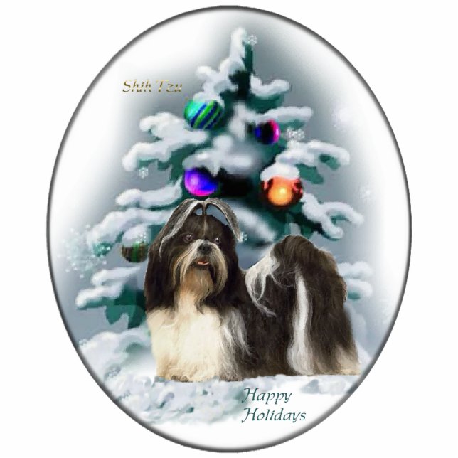 Shih Tzu Weihnachtsgeschenke Ornament Fotoskulptur Ornament (Vorne)