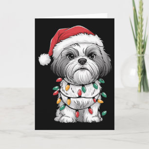 Shih Tzu Weihnachtsmann Weihnachtsbaum Lichter Xma Karte