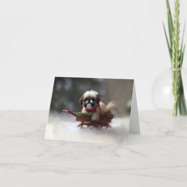 Shih Tzu Weihnachtsschnee Winter Karte (Vorderseite)