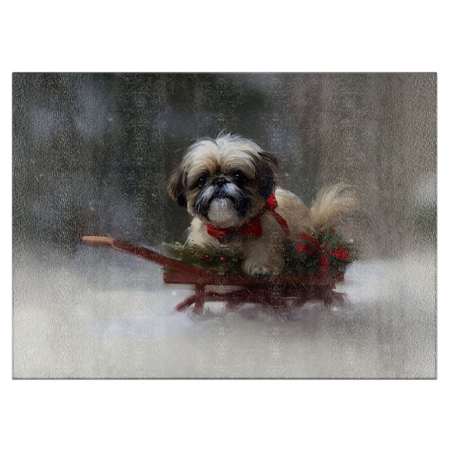 Shih Tzu Weihnachtsschnee Winter Schneidebrett (Vorderseite)