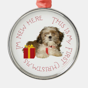 Shih Tzu Welpe erstes Weihnachten Ornament Aus Metall