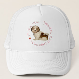 Shih Tzu Welpe erstes Weihnachten Truckerkappe