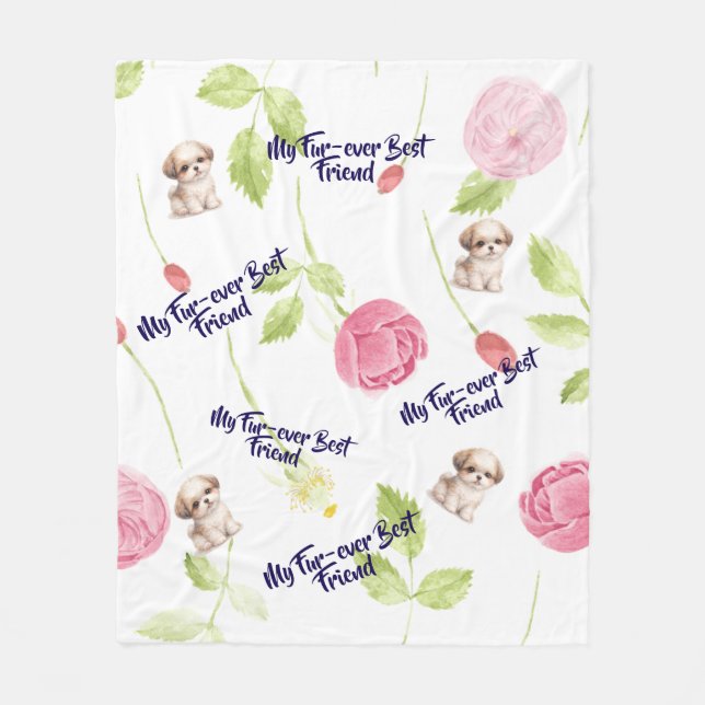 Shih Tzu Welpen Fleece Decke (Vorderseite)