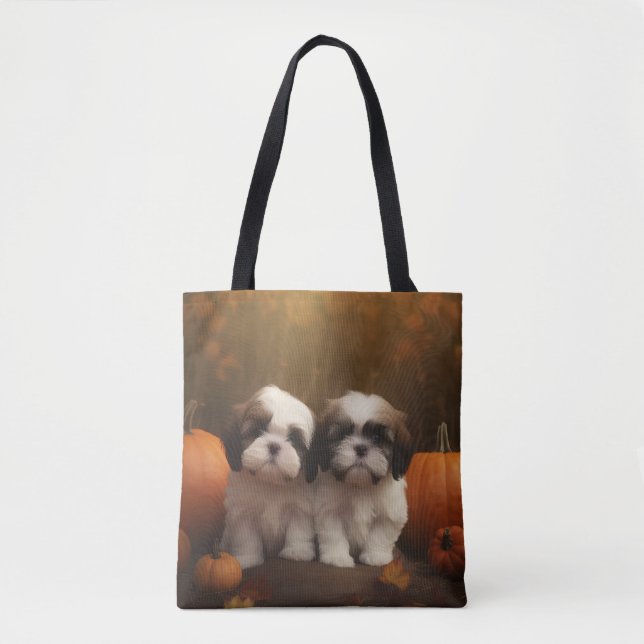 Shih Tzu Welppy Autumn Delight Pumpkin Tasche (Vorderseite)